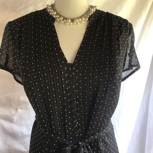 Cute retro buttons and pleats polka dot dress